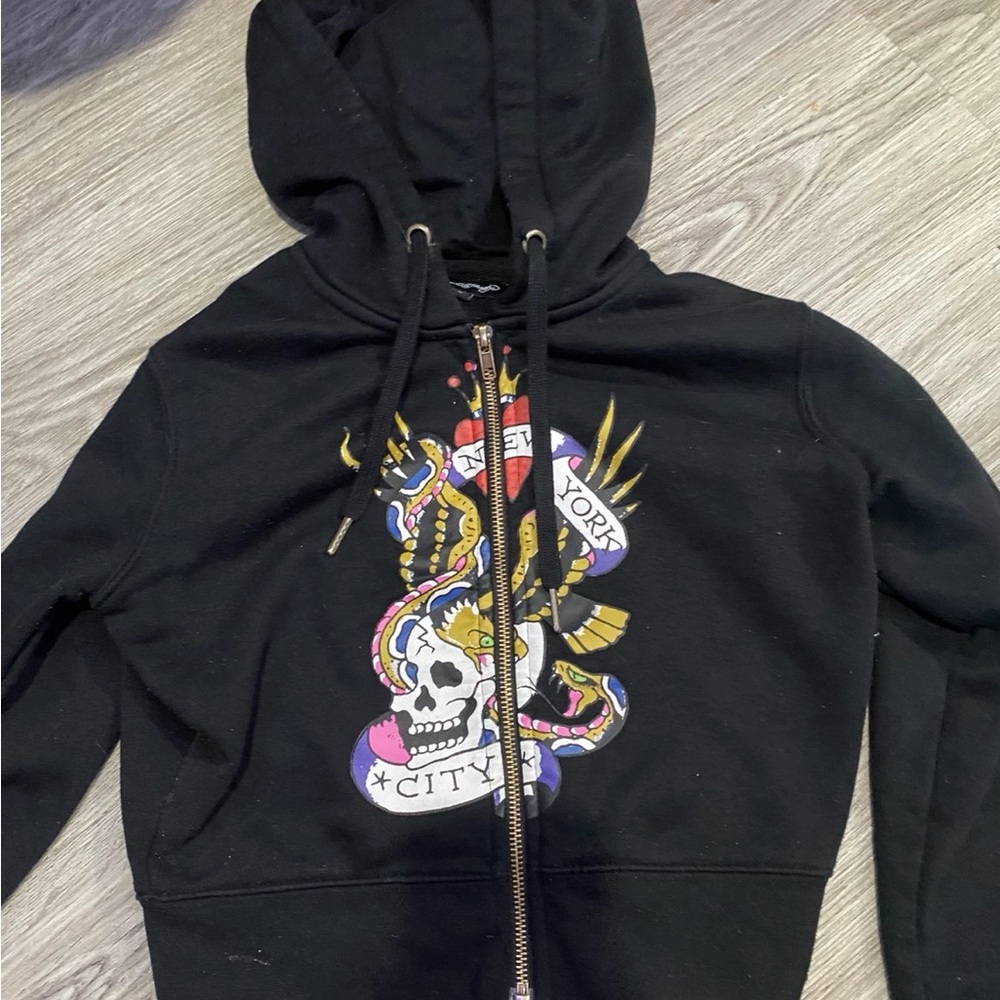 Ed Hardy Black Hoodie with Graphic Design
